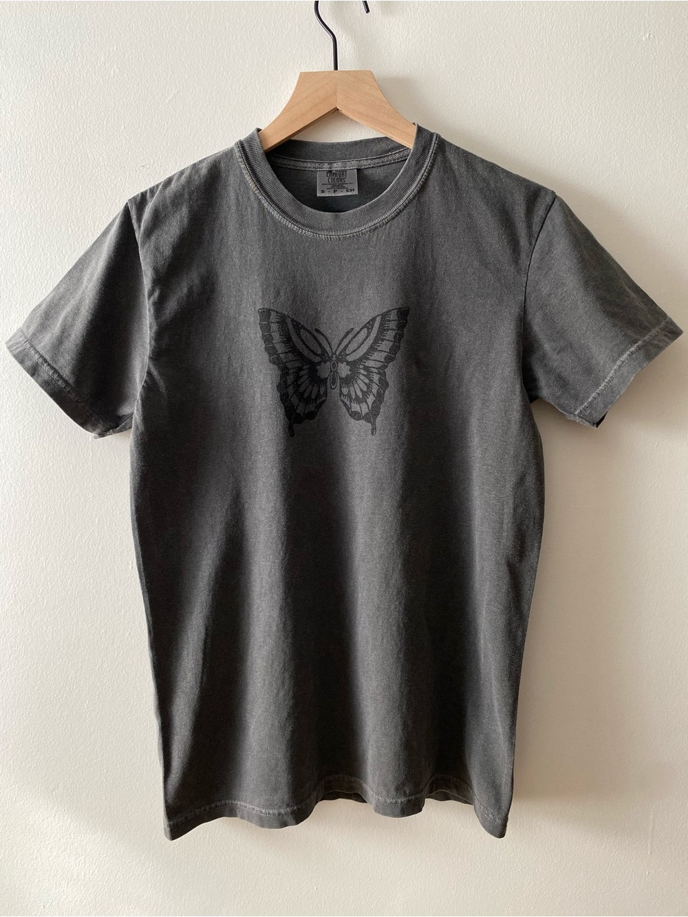 Hand block printed butterfly tee / unisex size S